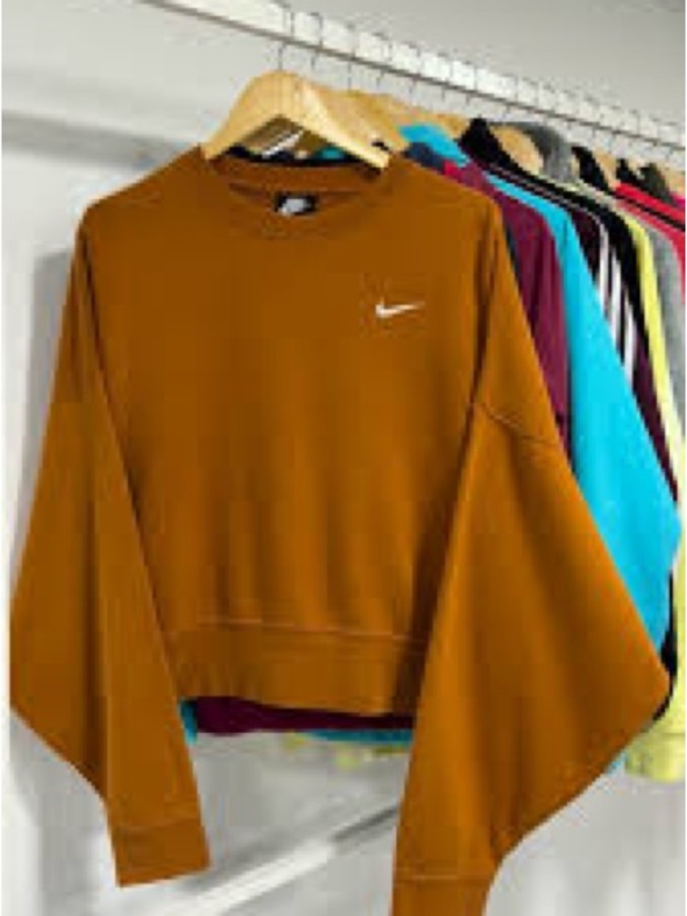 Nike Women's Cropped Crew Sweatshirt in Burnt yellow